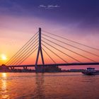 Rhein Wesel Brücke Sonnenuntergang