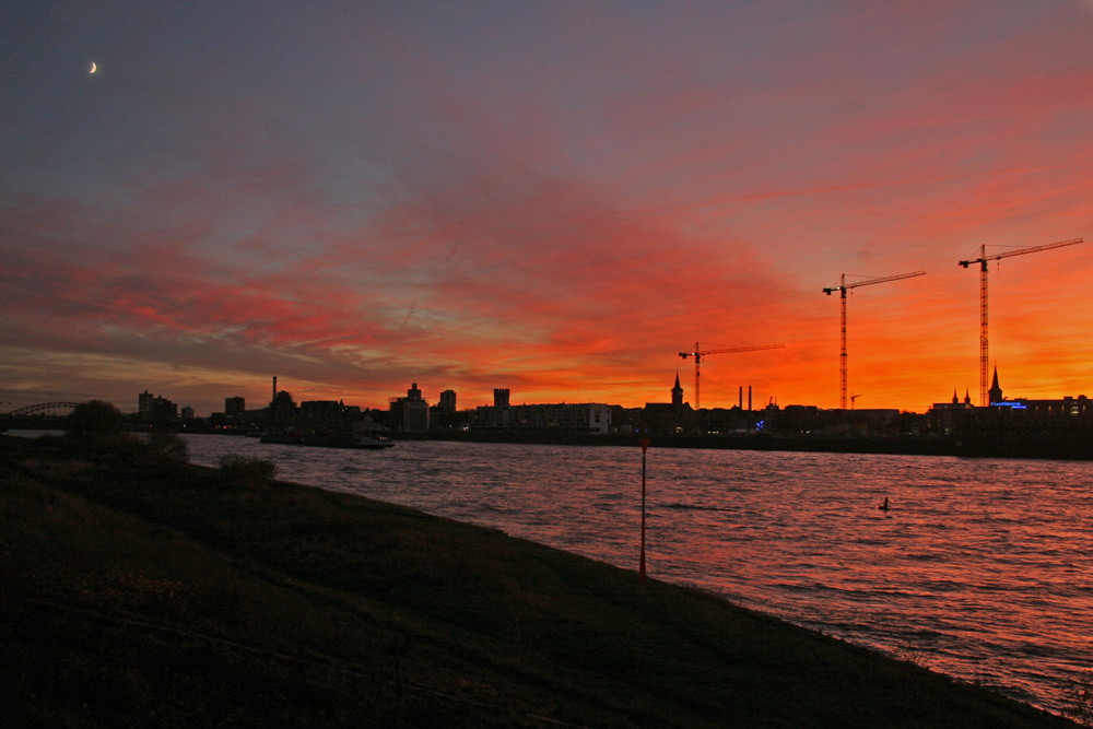 Rheinauhafen im Abendrot