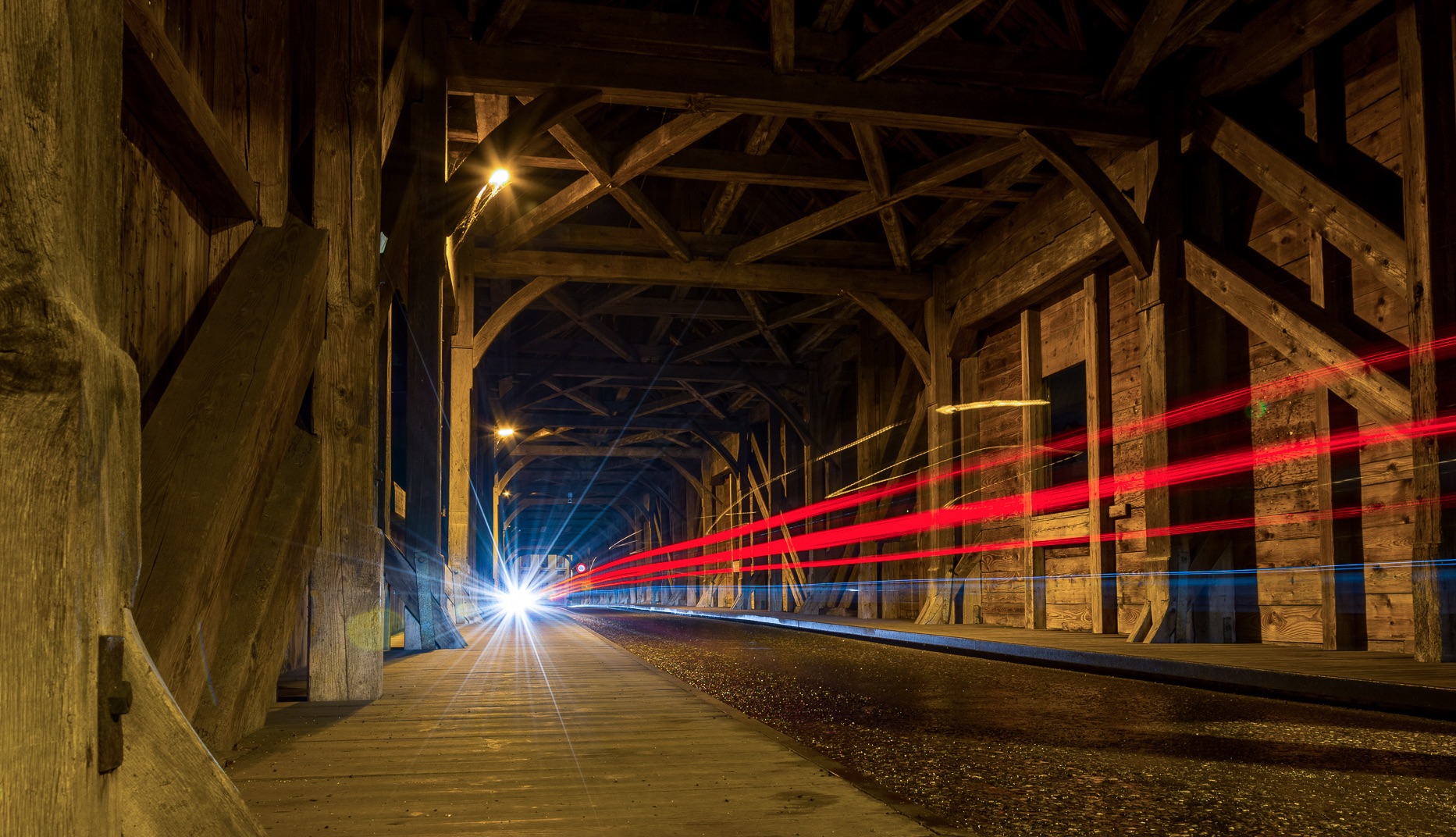 Rheinbrücke bei Nacht