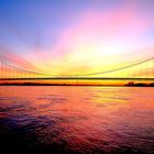 Rheinbrücke bei Sonnenuntergang