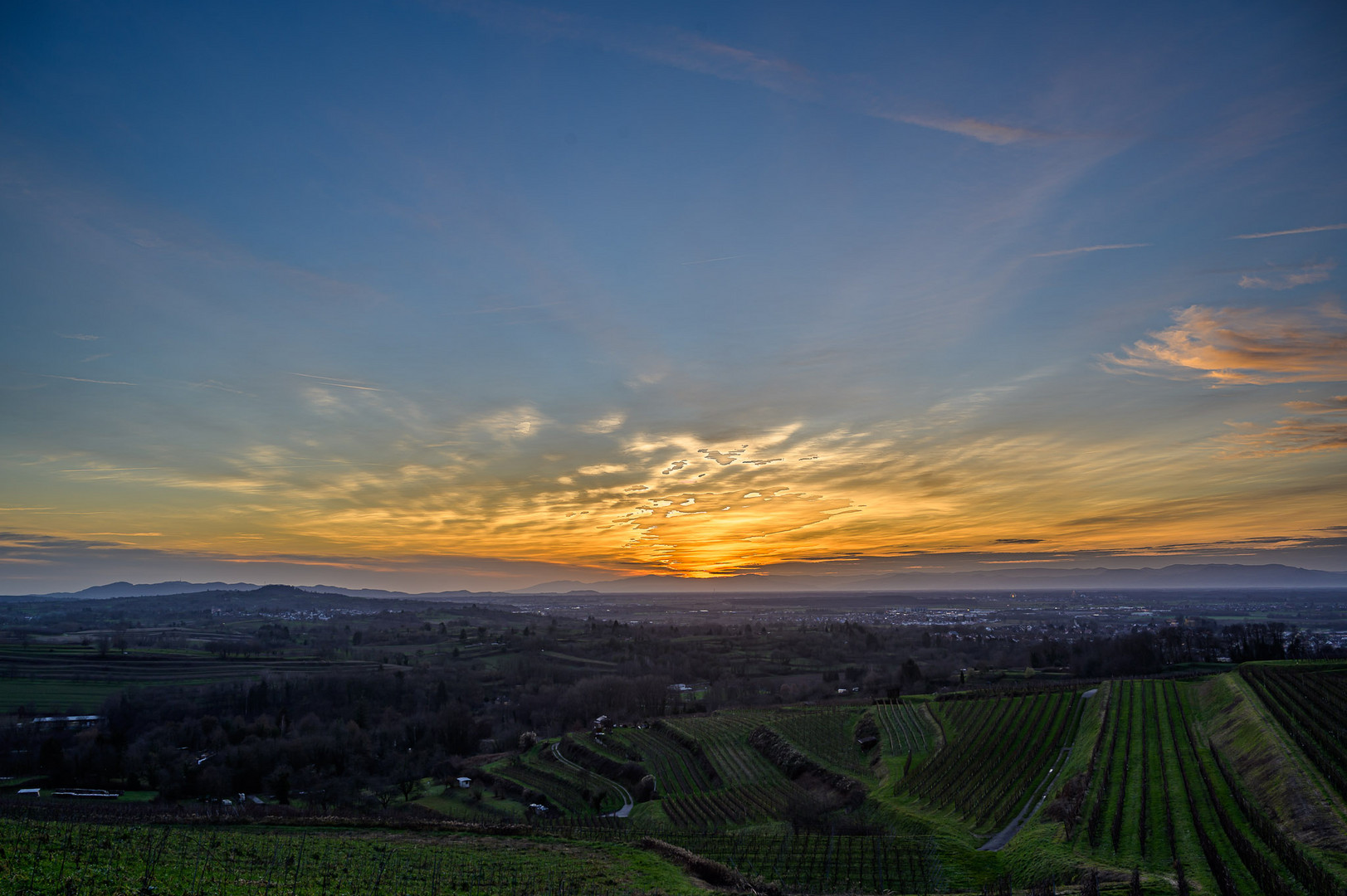 Rheinebene vor Sonnenuntergang...