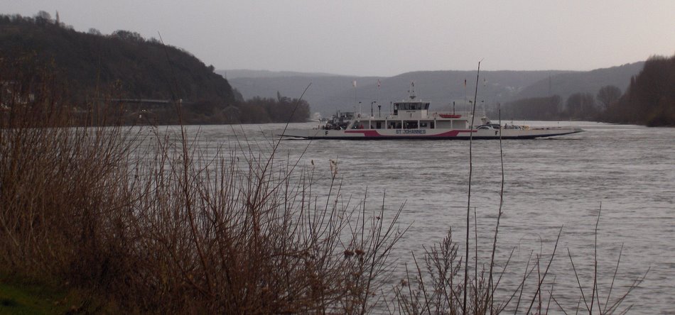 Rheinfähre auf dem Rhein bei Linz