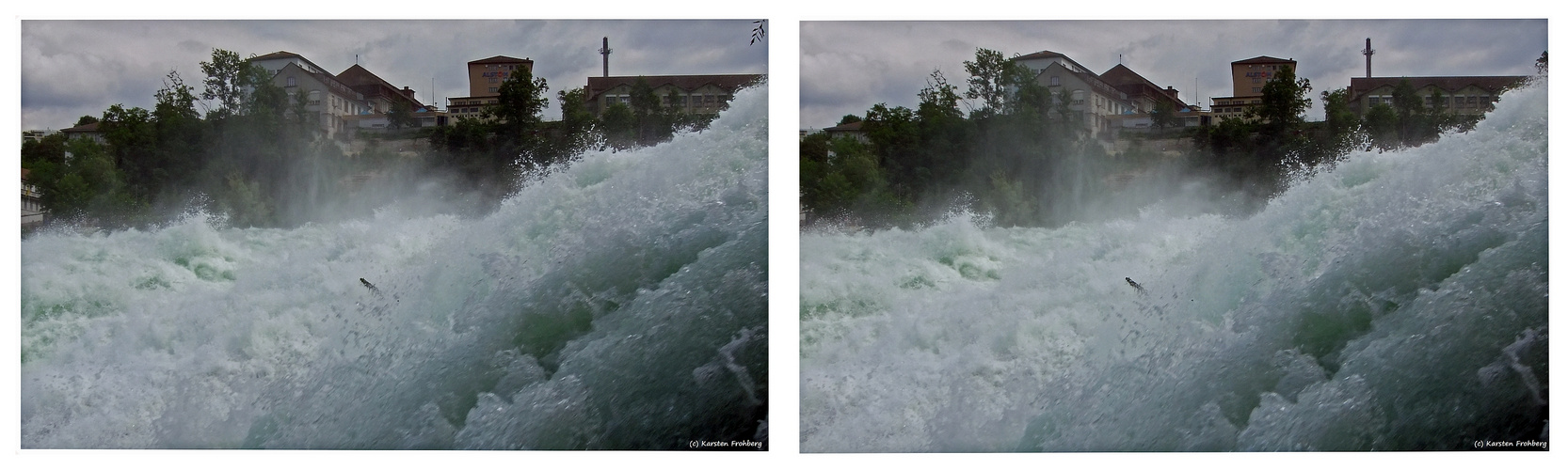 Rheinfall von Schaffhausen in 3D (Kreuzblick)