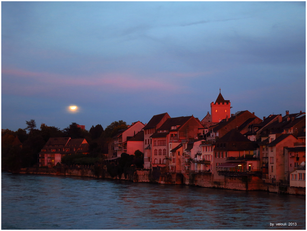 Rheinfelden Moonrise And Sunset