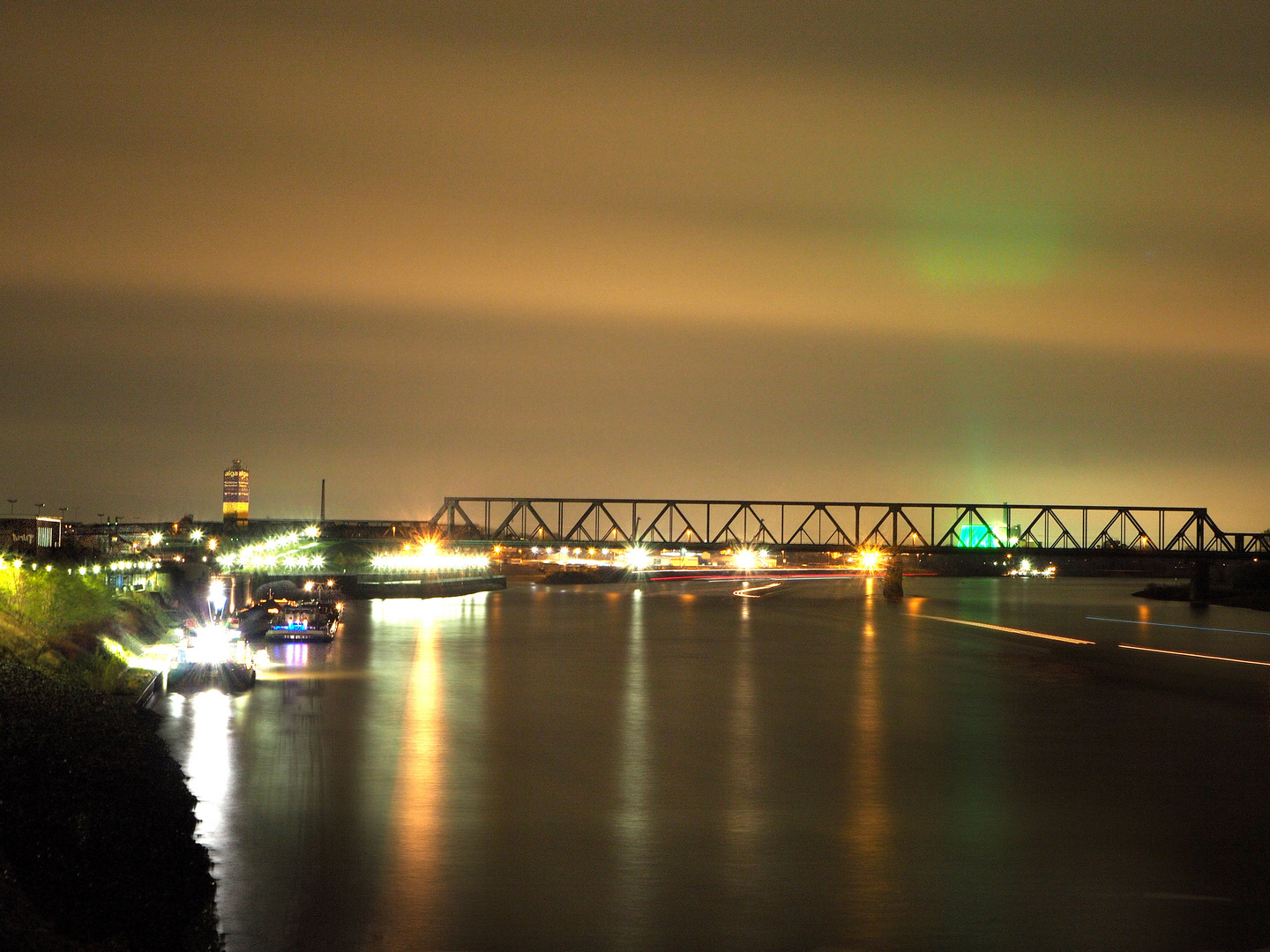 Rheinpark und Eisenbahnbrücke