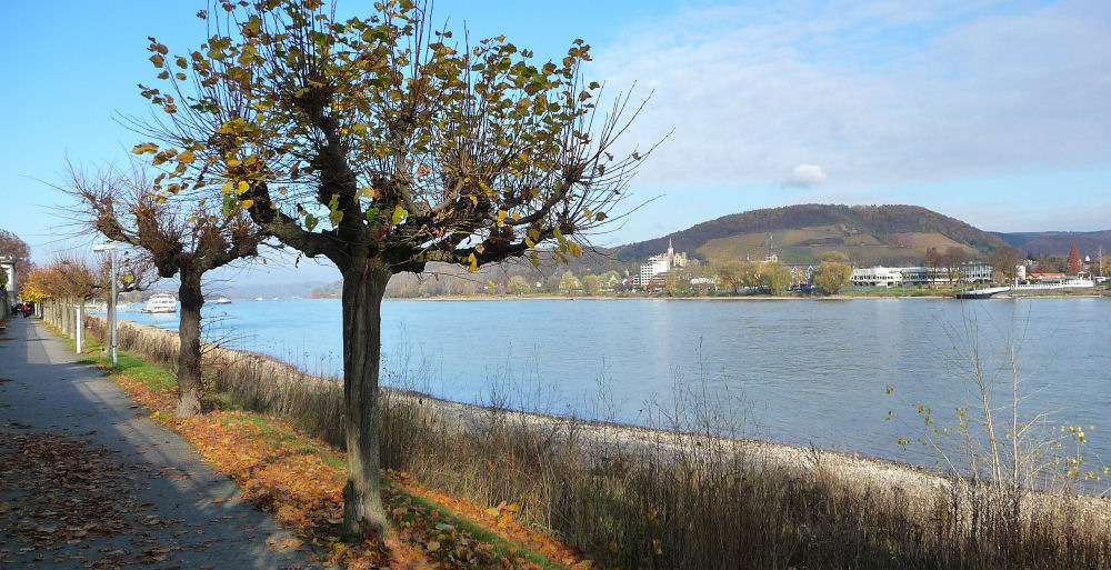 Rheinpromenade in Bad Breisig mit Blick auf Bad Hönningen