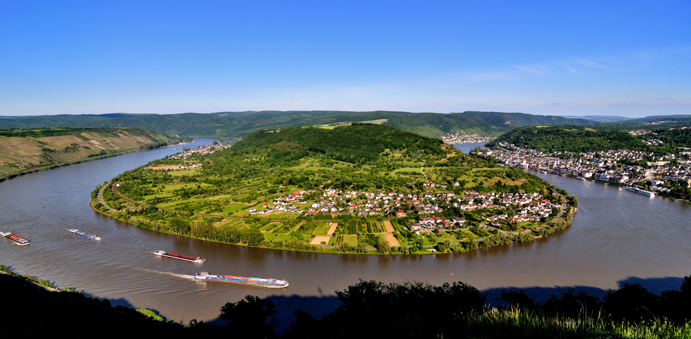 Rheinschleife bei Boppard - Frachter-Rennen