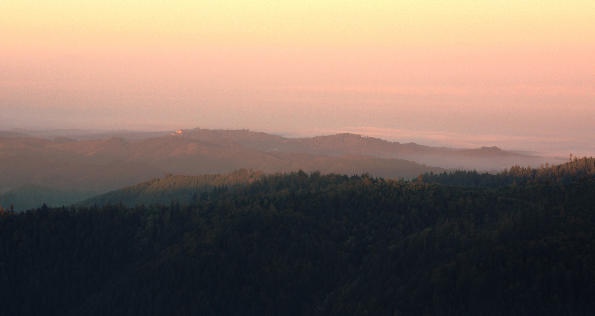 Rheintal im ersten Morgenlicht.