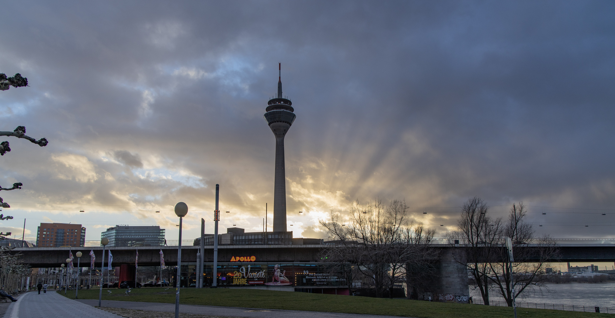 Rheinturm im Gegenlicht