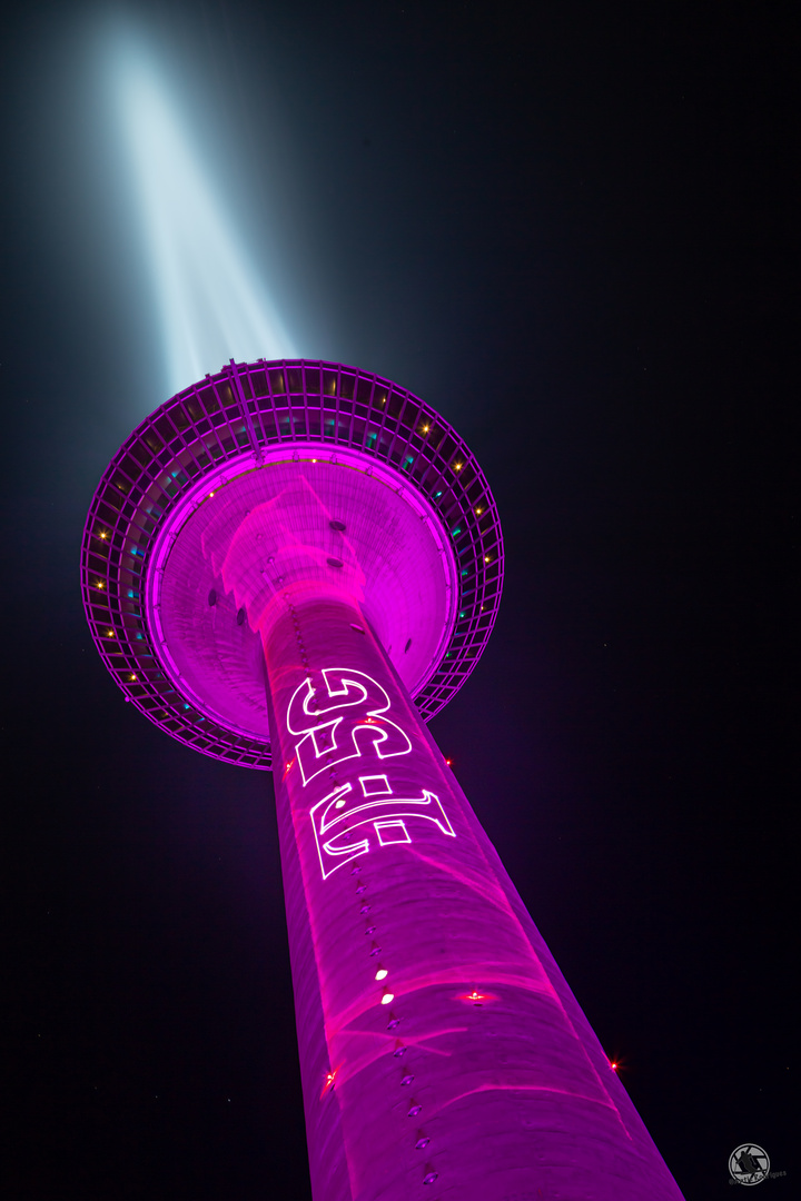 Rheinturm in Magenta