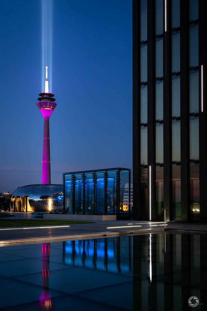 Rheinturm in Magenta