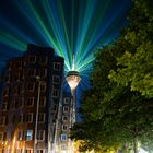 Rheinturm mit Lichtinstallation