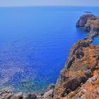 Rhodos, Blick von der Akropolis von Lindos aufs Meer