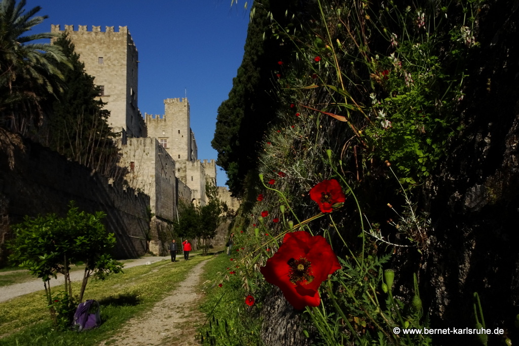 Rhodos - Stadtmauer im Frühling