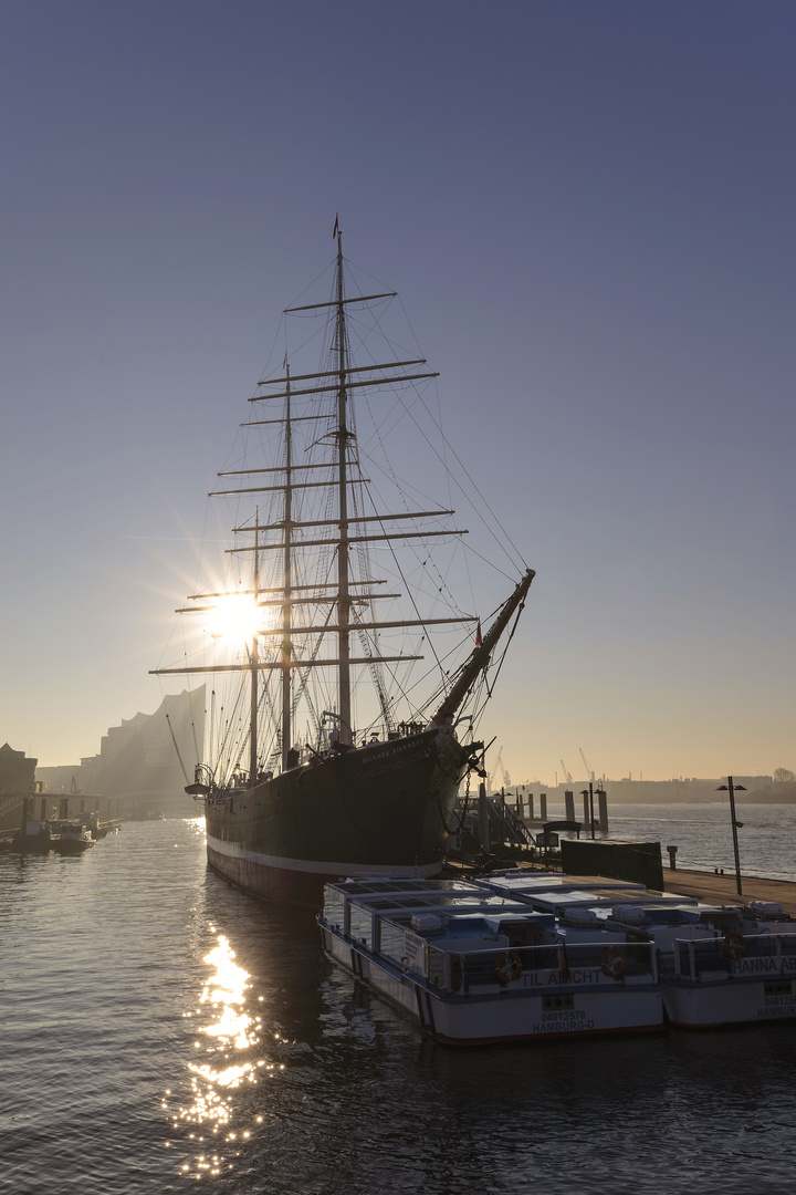 Rickmer Rickmers mit Morgensonne