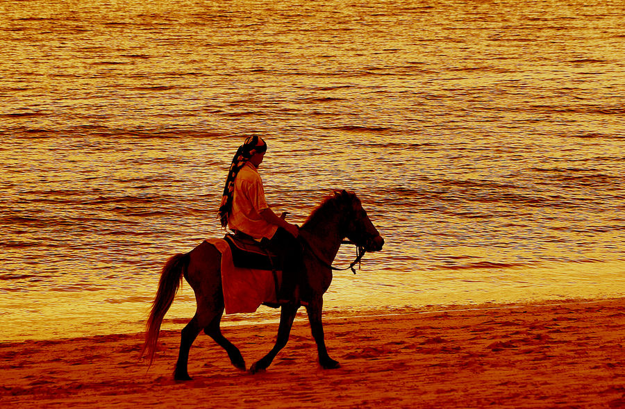 riding on the beach