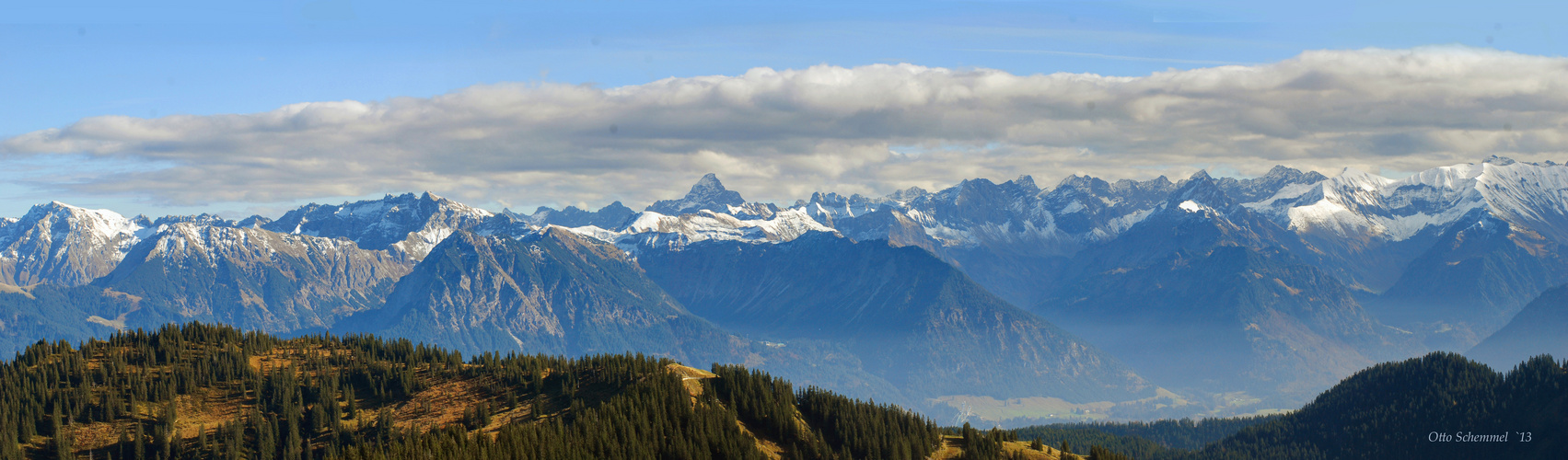 Riedbergblick auf die Allgäuer Alpen