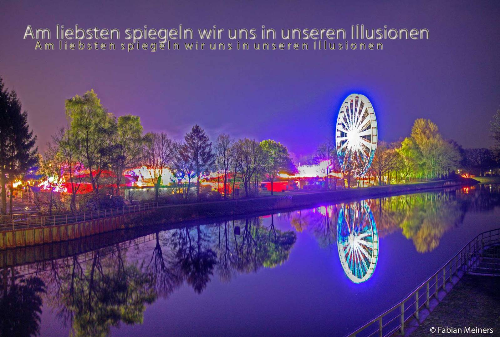 Riesenrad am Dortmund Ems Kanal in Lingen bei Nacht