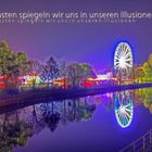 Riesenrad am Dortmund Ems Kanal in Lingen bei Nacht