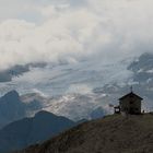 Rifugio Franz Kostner Hütte,  vor der Marmolada Gletscher vor der Gletscher Bruch...