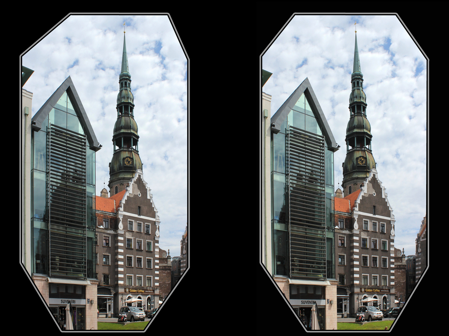 Riga, Peterskirche 3D Kreuzblick