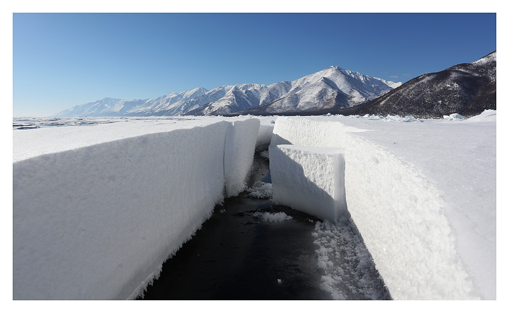 Risse in Eis und Schnee