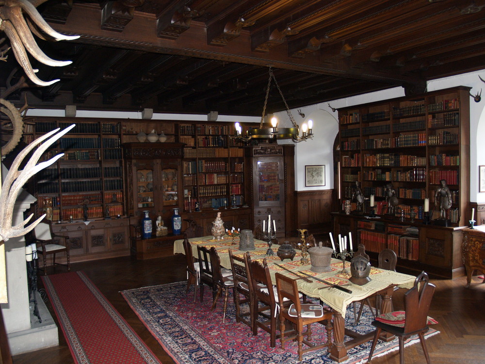 Rittersaal mit Bibliothek Schloss Reichenstein