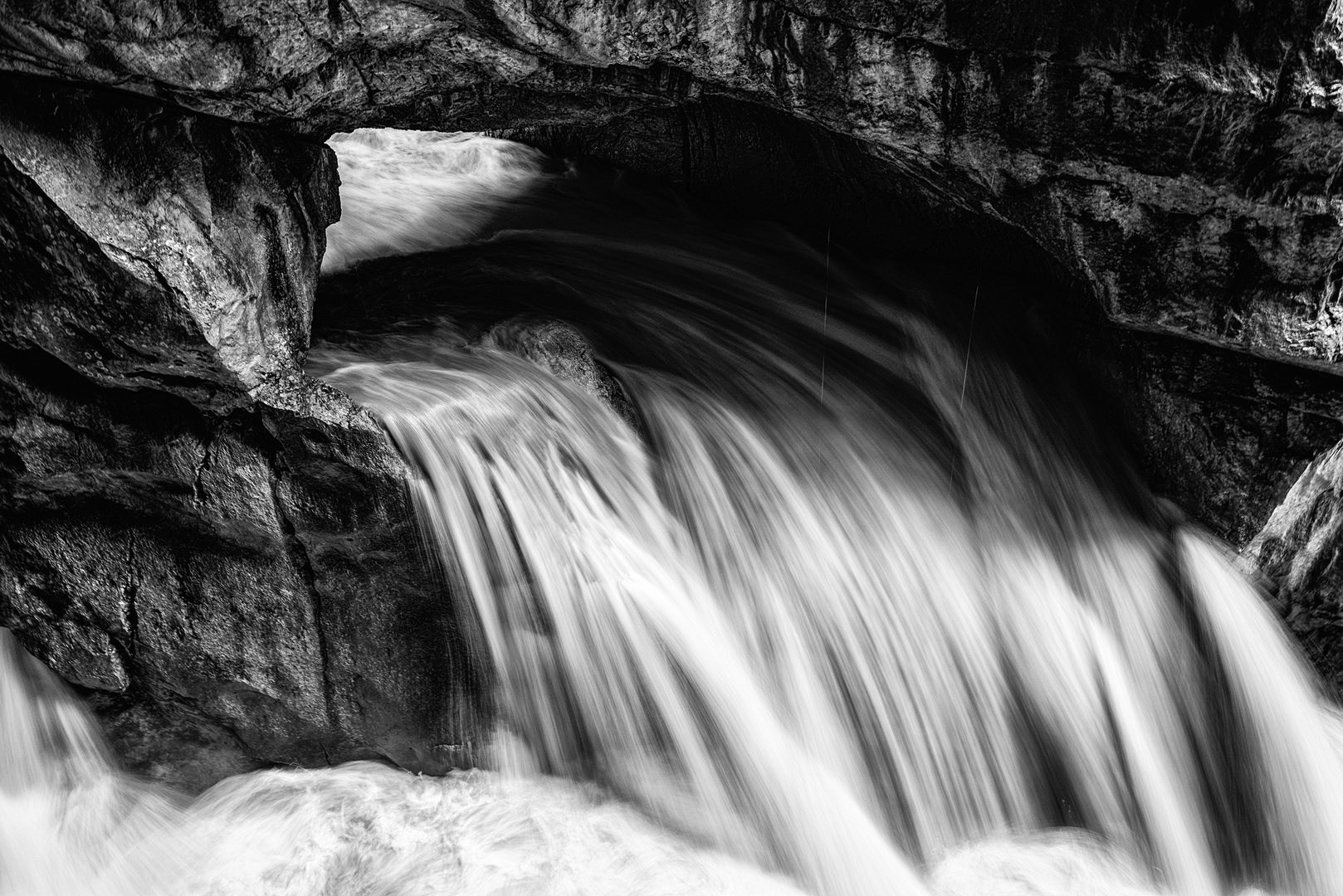 Roaring river in Slovenia - Black & White version