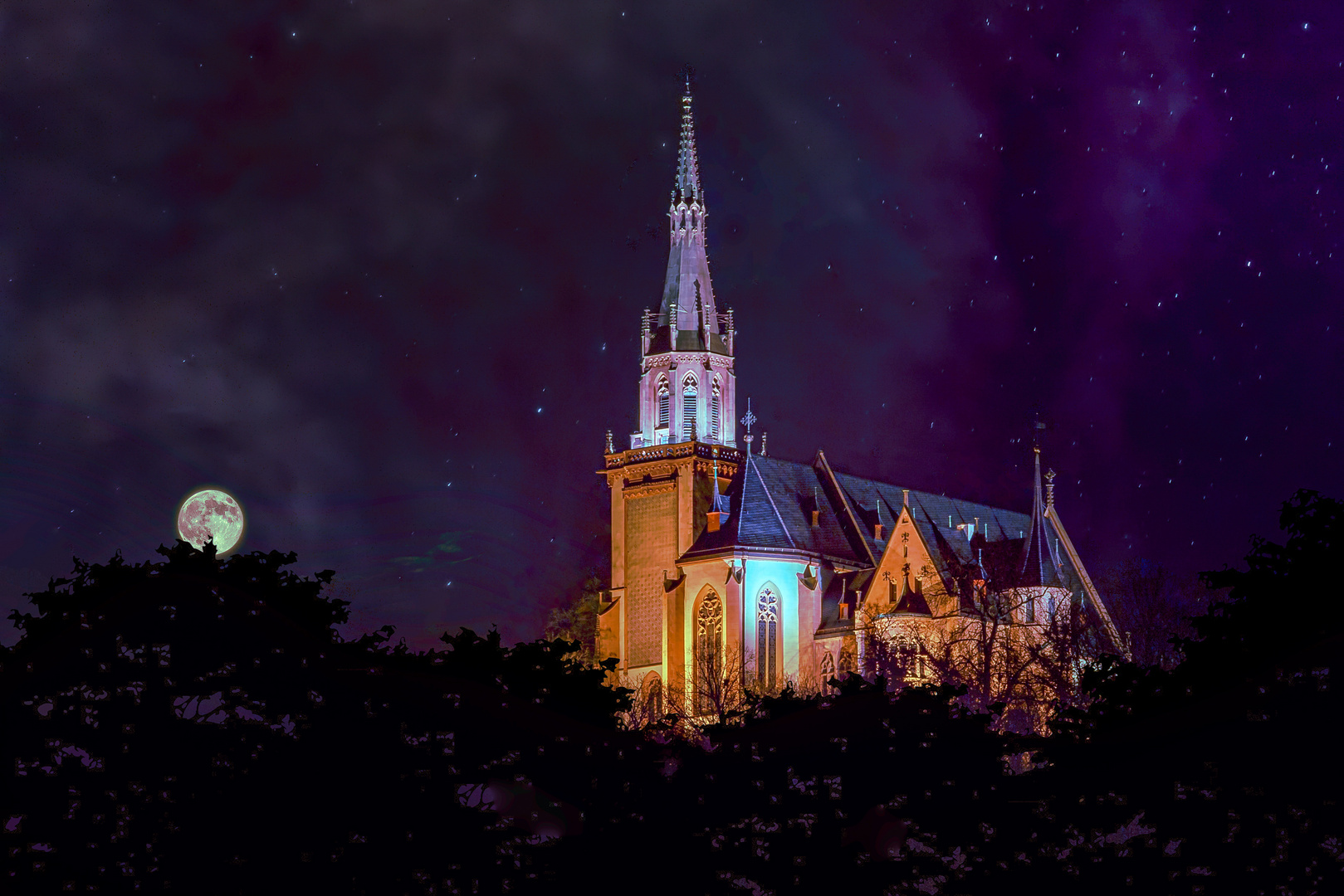 Rochuskapelle Bingen bei Nacht-