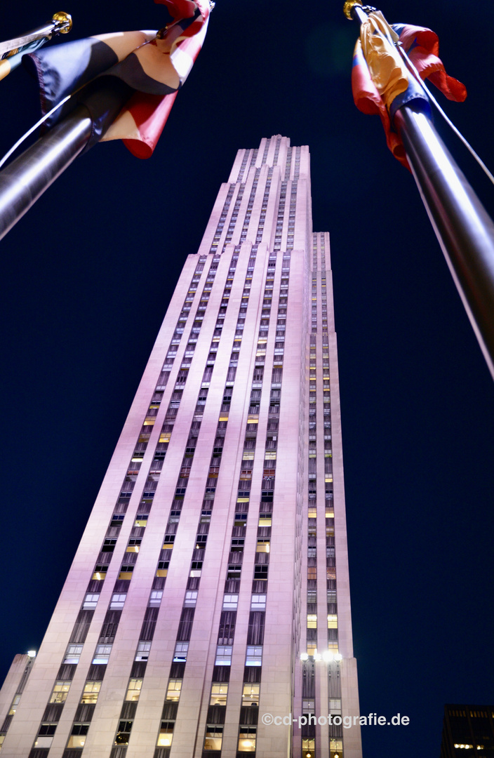 Rockefeller-Center im Abendhimmel