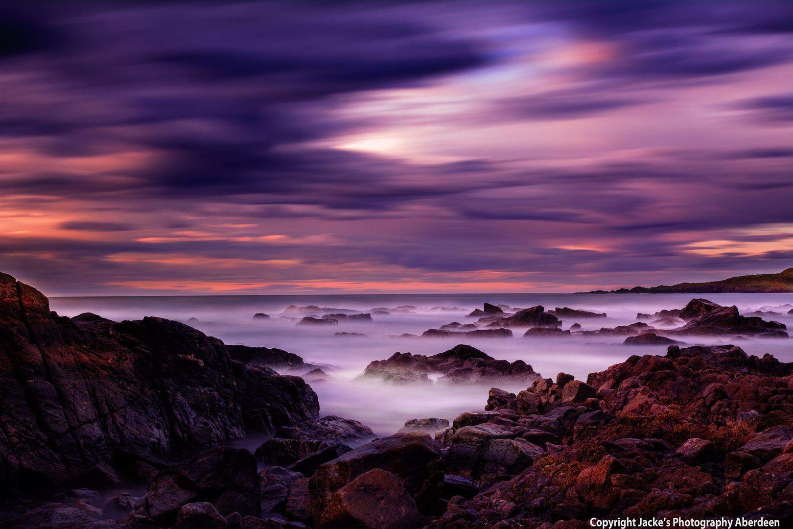 Rocks and sea.