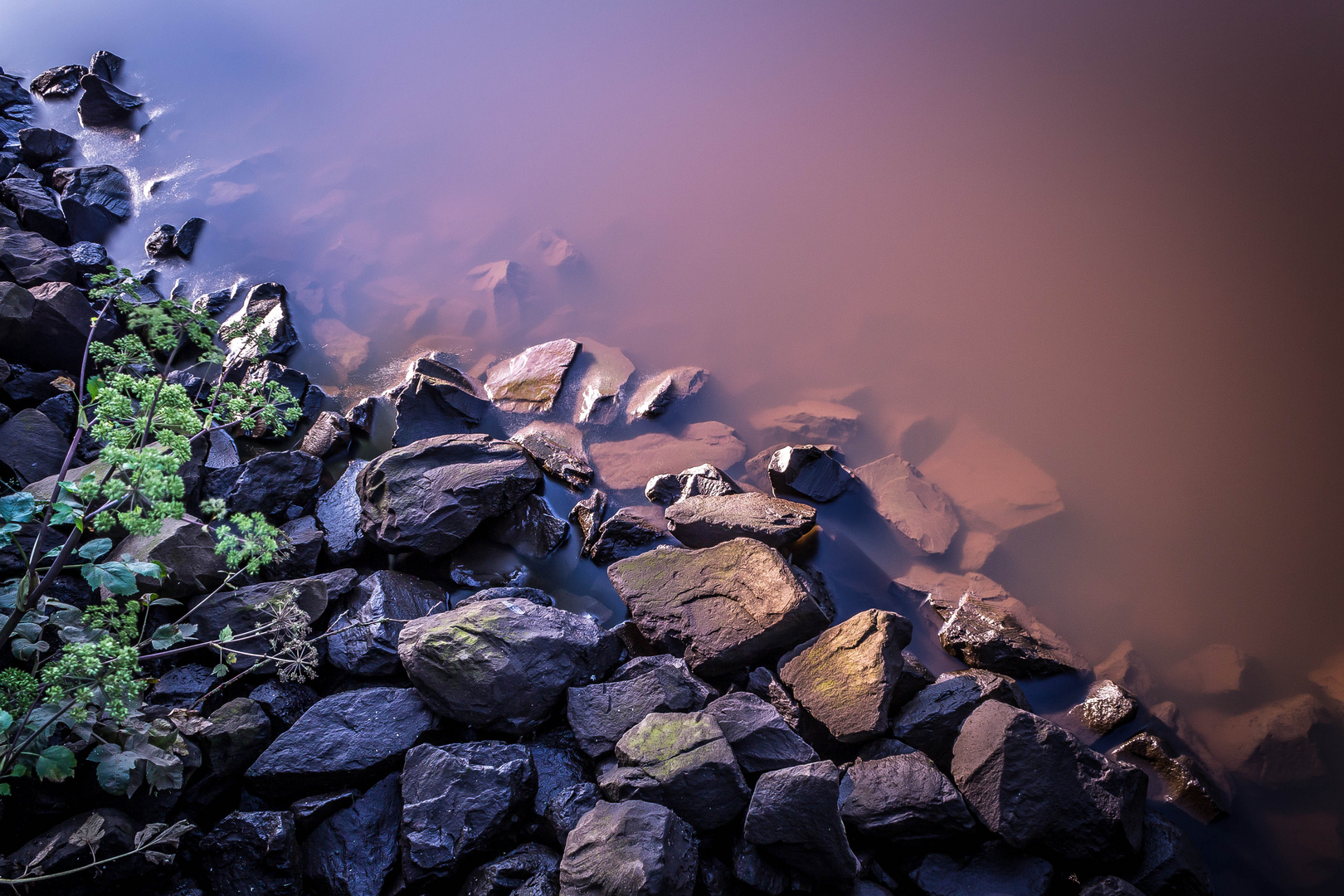 Rocks in moody water