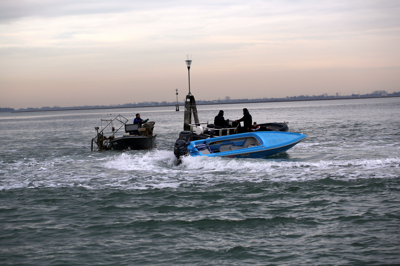 Rodeo in der Lagune von Venedig im Januar