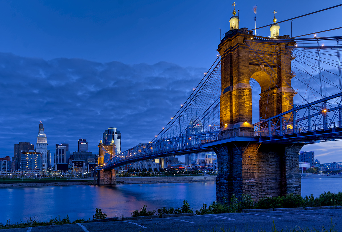 Roebling Bridge, Cincinnati at blue hour