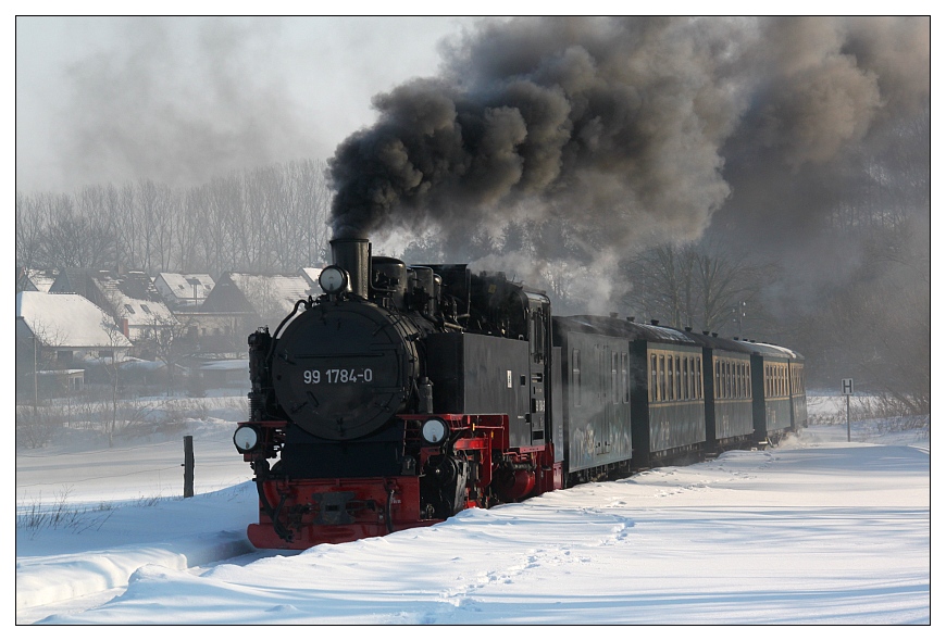 Roland rast im Schnee