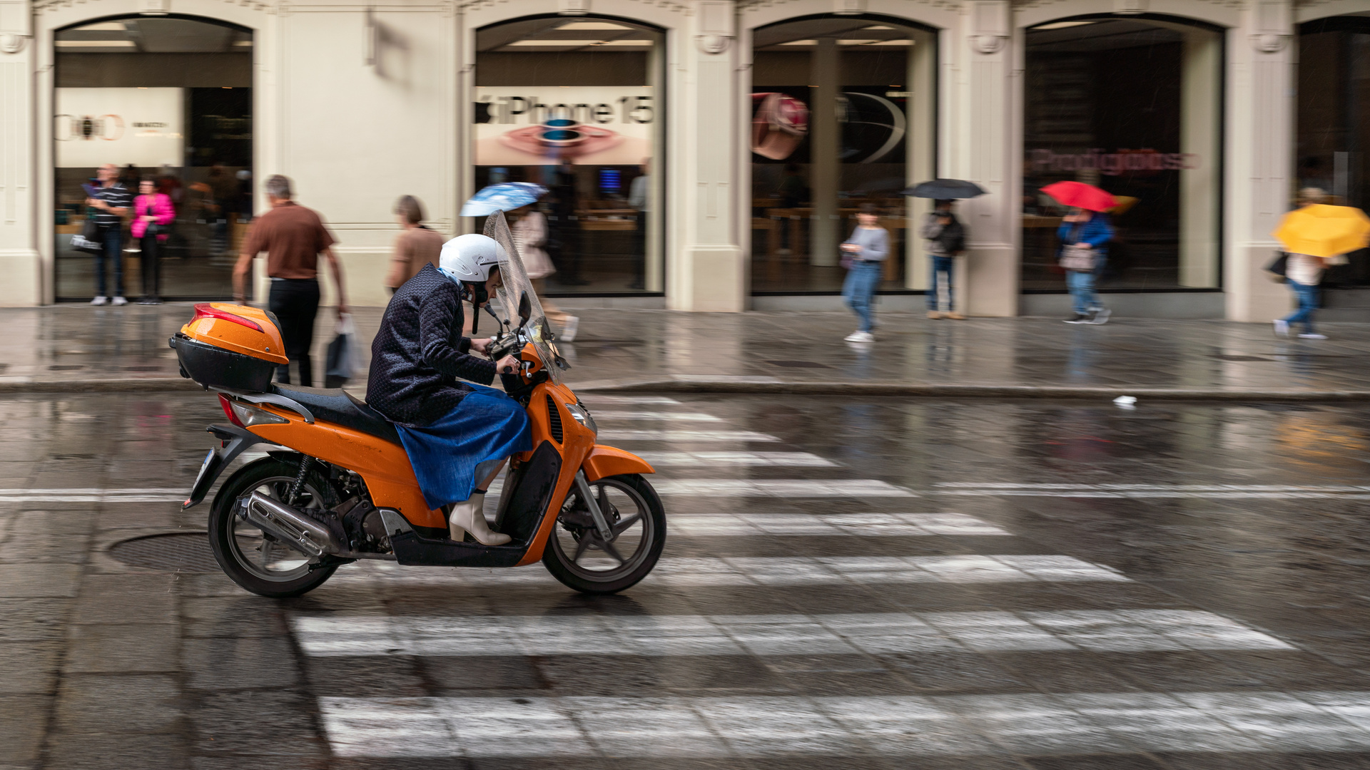 Roller im Regen 