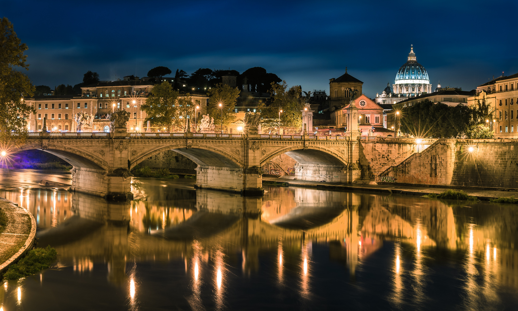 Rom - Ponte Vittorio mit Petersdom Panorama