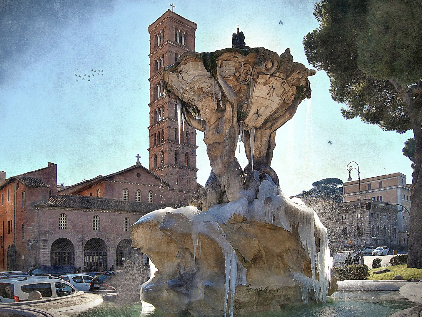 Roma gelata : "La Fontana Dei Tritoni"