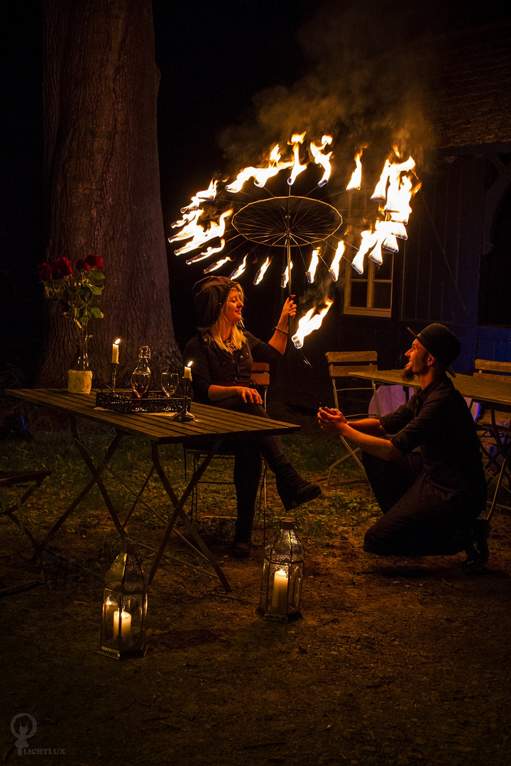 romantic fire dinner