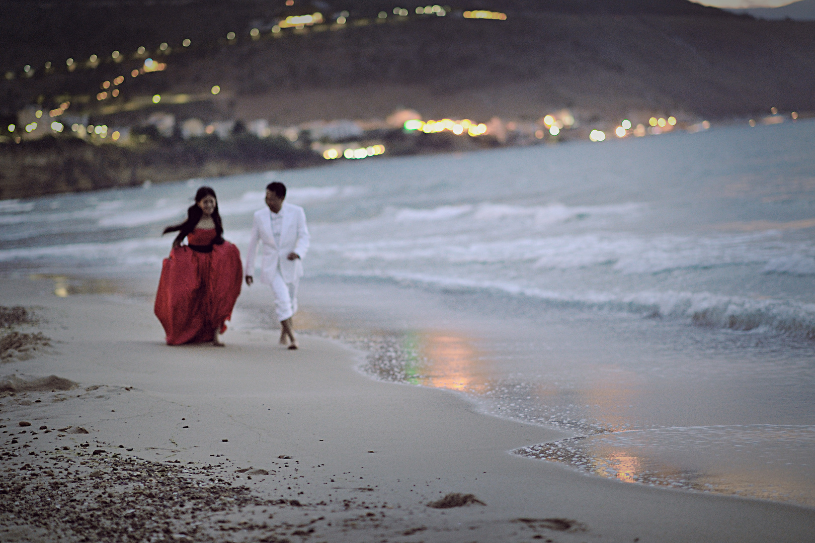 Romantic light on the beach.