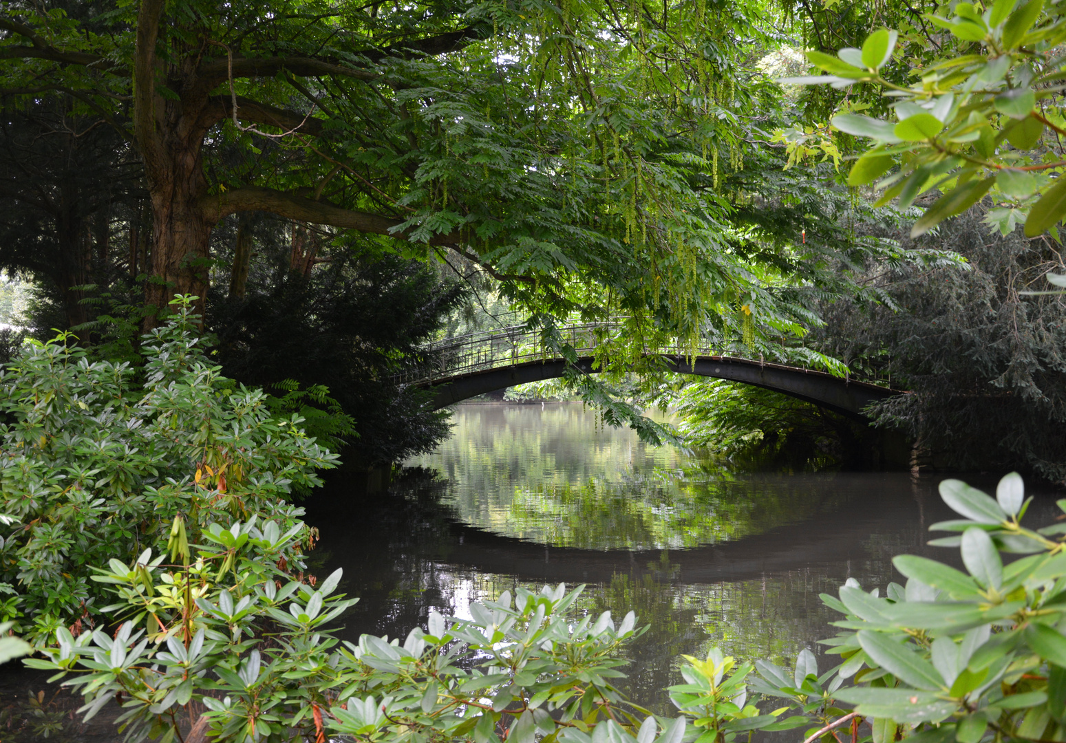 Romantische Bogenbrücke im Grünen