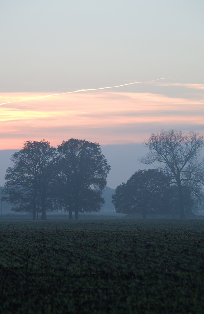 Romantischer Novemberabend auf dem Lande.