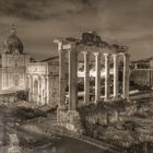 Rome ruine de nuit en noir et blanc