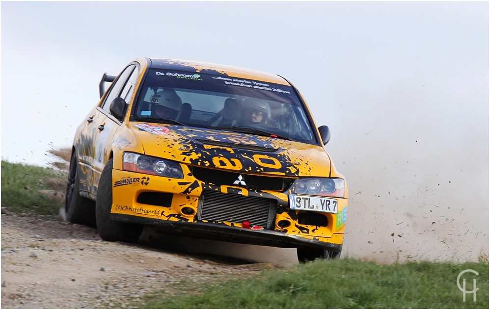 Ron Schumann und Stefan Weigel im Mitsubishi Lancer EVO 7 bei der Hessen Rallye Vogelsberg 2015