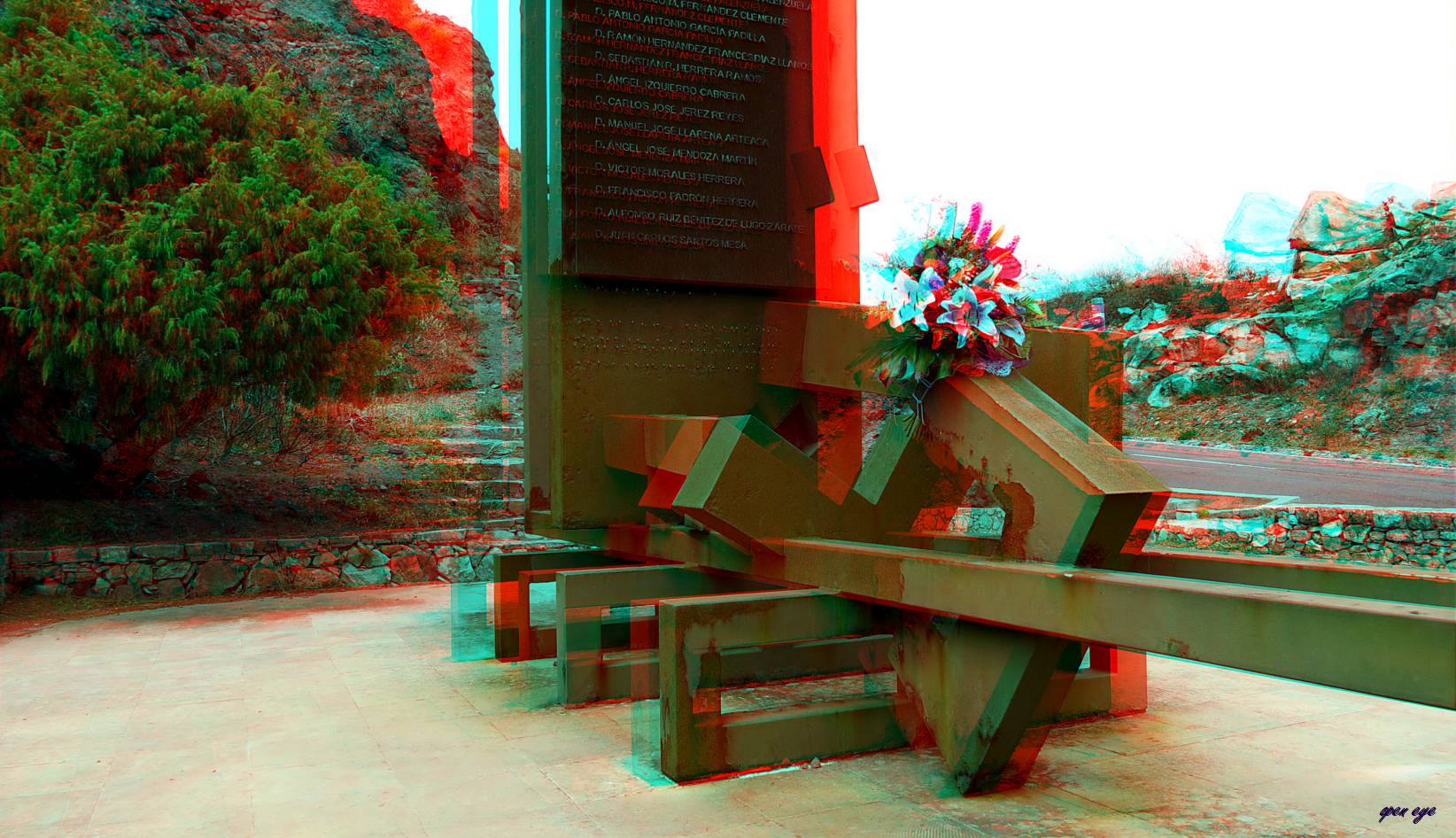 Roque Agando Denkmal La Gomera - Anaglyphen 