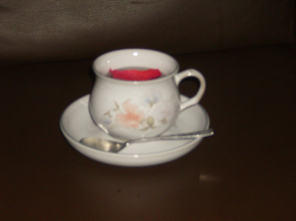 Rose petal in cup