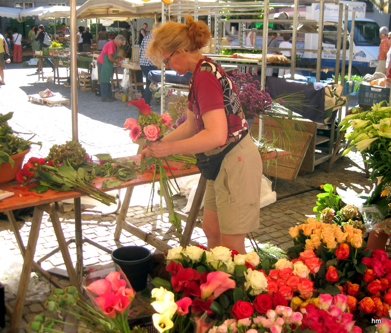 Rosengärtnerin auf dem Wangener Mittwochsmarkt