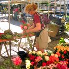 Rosengärtnerin auf dem Wangener Mittwochsmarkt