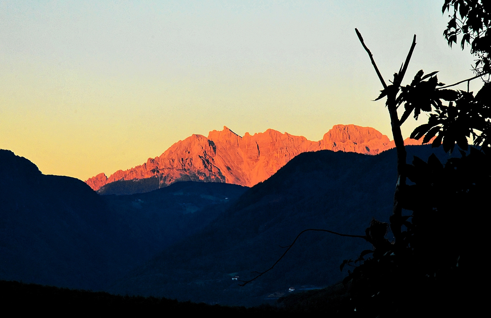 Rosengarten: Alpenglühen