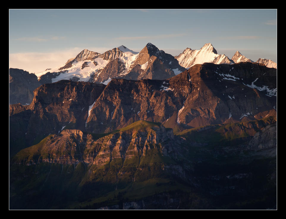 Rosenhorn, Mittelhorn, Wetterhorn, Lauteraarhorn, Schreckhorn, Finsteraarhorn